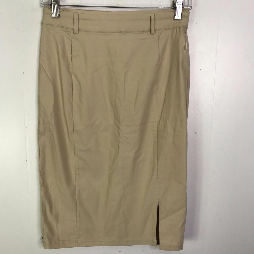 Kate Kasin Skirt Womens Small New Pencil Midi Minimalist Capsule Career Tan